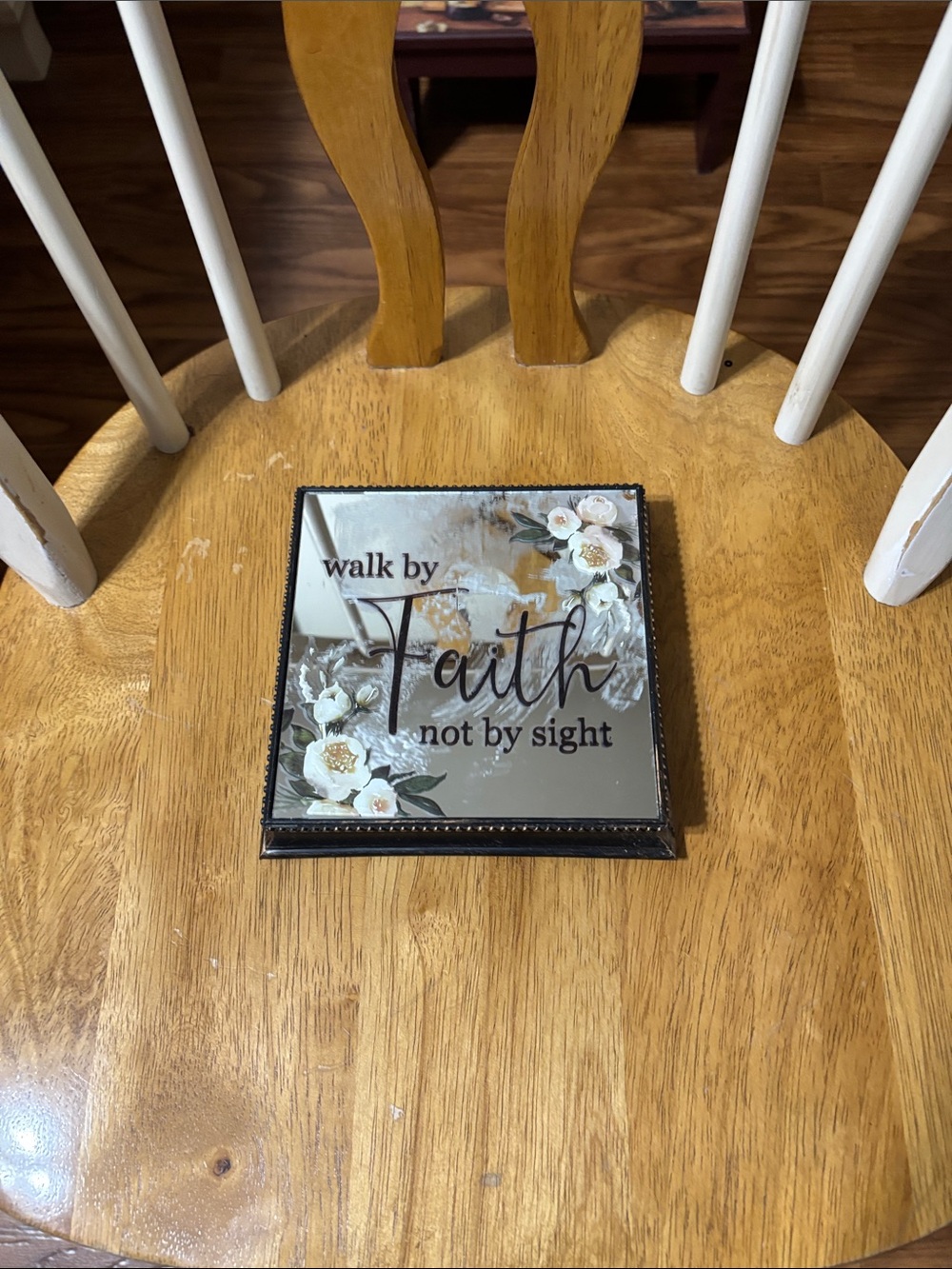 Faith Decorative Mirror Wall Art - Floral Script